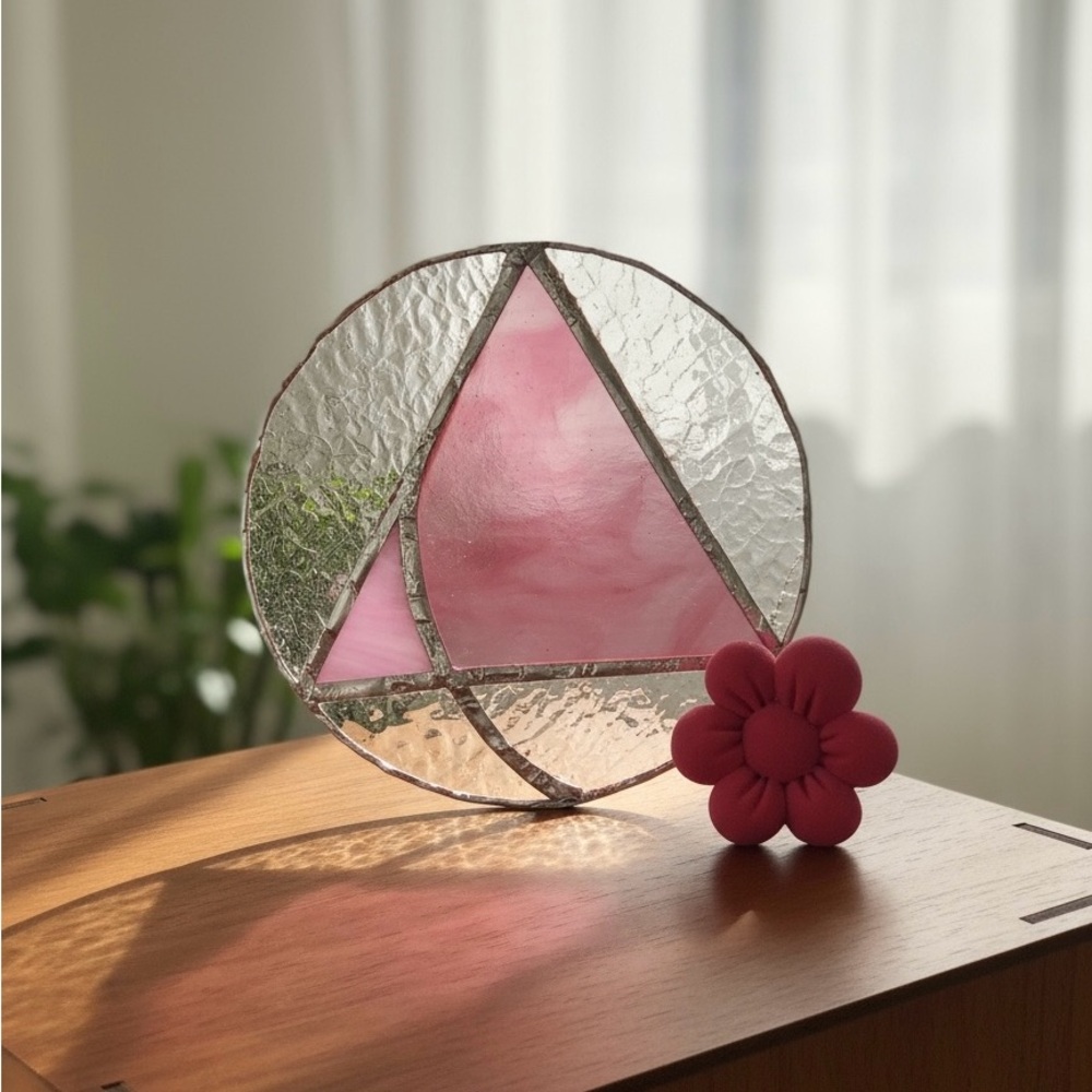Pink and Silver Stained Glass Circle